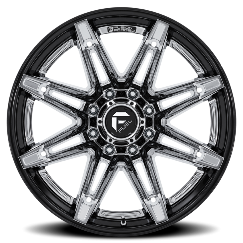 Aluminum Wheels 20X10 Brawl FC401PB 8 On 165.1 Chrome/Gloss Black Lip 125.1 Bore -18 Offset Fuel Off Road Wheels