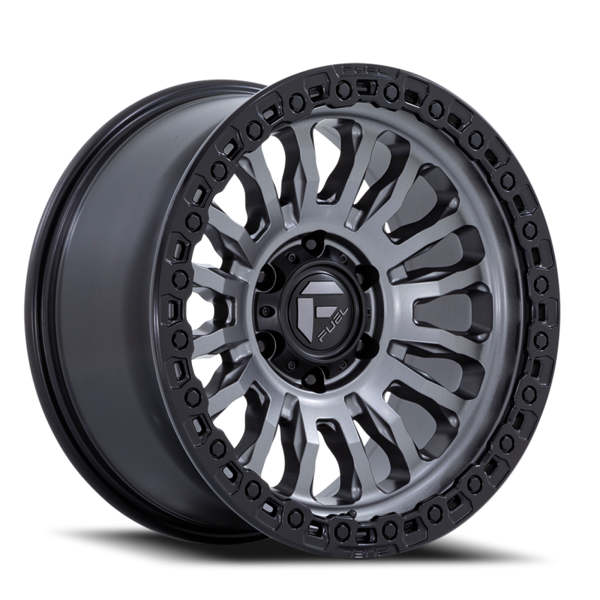 Aluminum Wheels 17X9 Rincon SBL FC857AB 8 On 170 Matte Gunmetal Gray Matte Black Lip 125.1 Bore 1 Offset Fuel Off Road Wheels