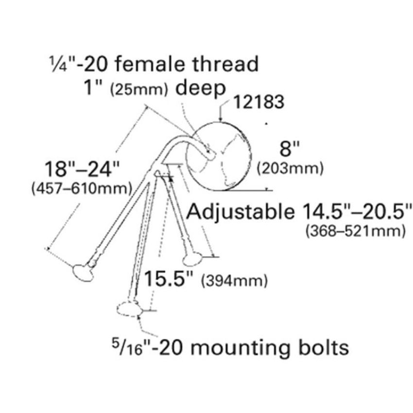 GROTE LIGHTING 28443 Conventional Fender-Mount Mirrors, Stainless Steel Assembly w/ Mirror