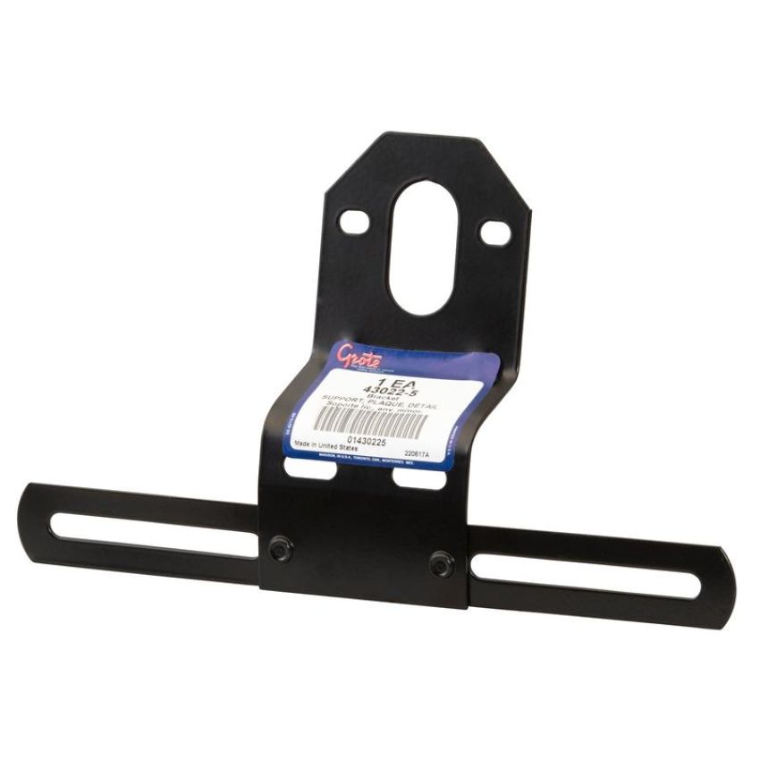 GROTE LIGHTING 43022-5 Universal Steel Offset License Plate Bracket, Black