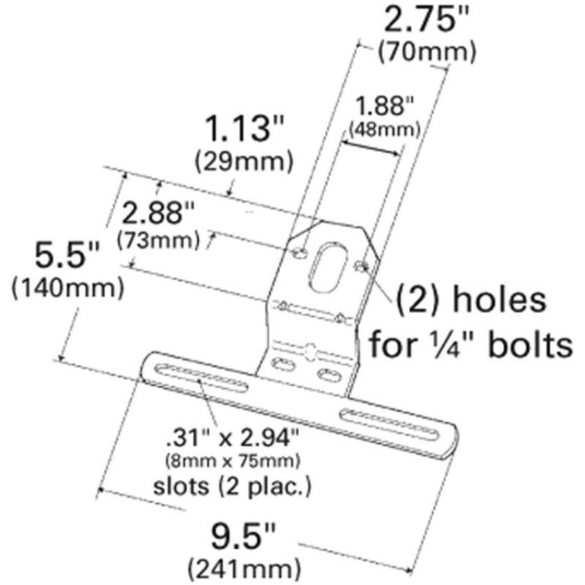 GROTE LIGHTING 43022 Universal Steel Offset License Plate Bracket, Black
