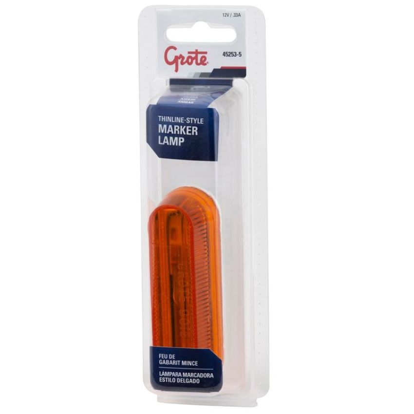GROTE LIGHTING 45253-5 CLR/MKR LAMP,YEL,THIN-LINE,SNGL BULB