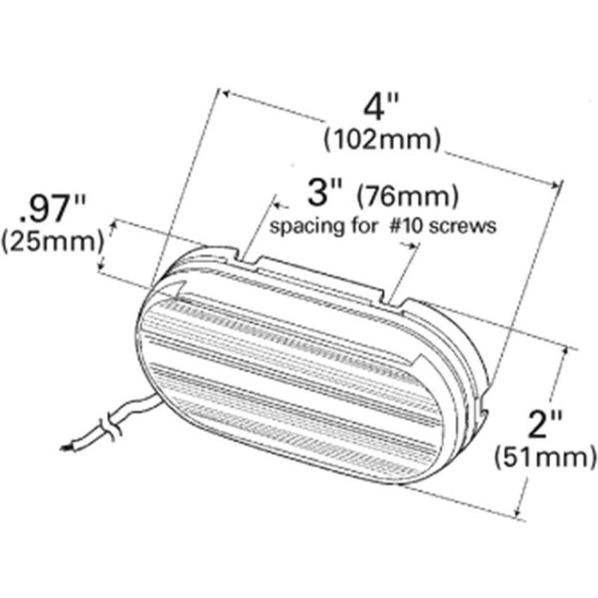 GROTE LIGHTING 45262 Two-Bulb Oval Pigtail-Type Clearance Marker Lights, Optic Lens