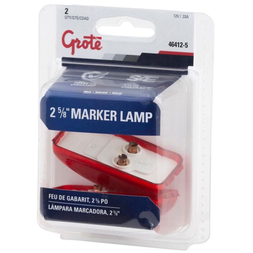 GROTE LIGHTING 46412-5 CLR/MKR LAMP,RED,SLD SNGL BULB,RETAIL PK