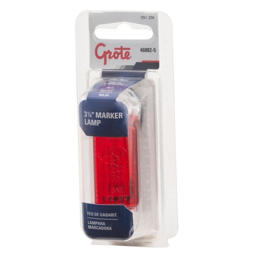 GROTE LIGHTING 46882-5 CLR/MKR LAMP, RED, ECONOMY, RETAIL PACK