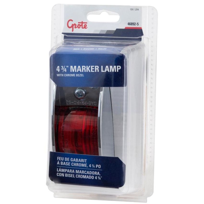 GROTE LIGHTING 46892-5 Chrome-Armored Clearance Marker Lights, Red
