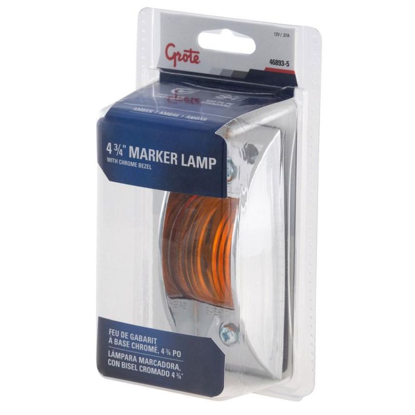 GROTE LIGHTING 46893-5 Chrome-Armored Clearance Marker Lights, Amber