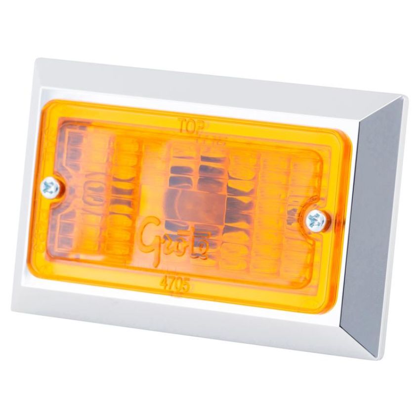 GROTE LIGHTING 47053 Chrome Plated Rectangular Clearance Marker Lights, Amber