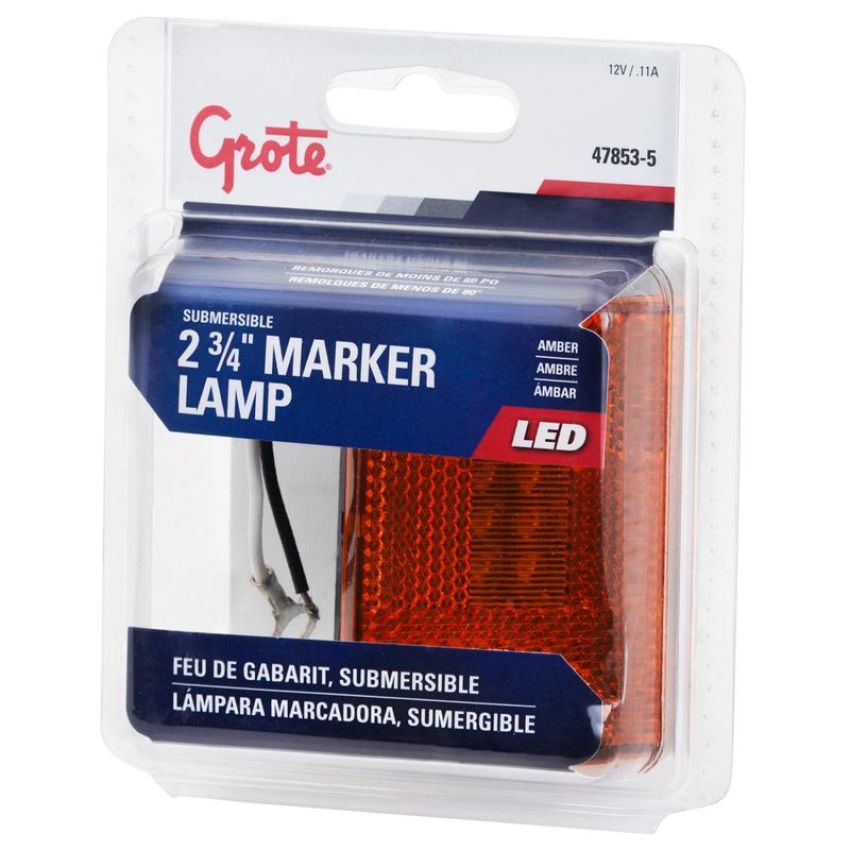 GROTE LIGHTING 47853-5 CLR/MKR LAMP, YEL,SUPERNOVALED,STUD MNT
