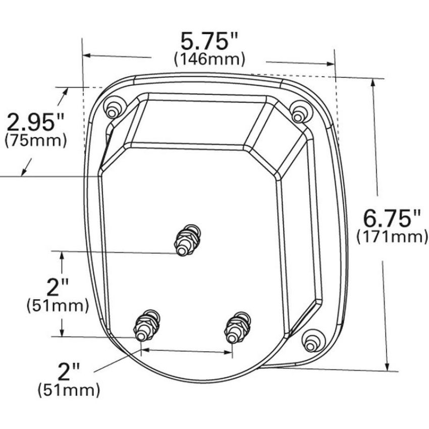 GROTE LIGHTING 50902 STT LAMP,RED, 3-STUD GMC,TORSION-MNT RH