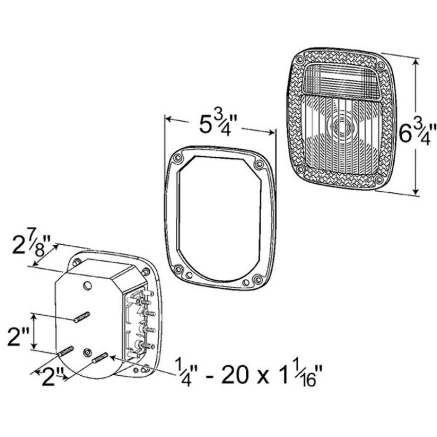 GROTE LIGHTING 52912 Torsion Mount® Universal Stop Tail Turn Lights, LH w/ License Window