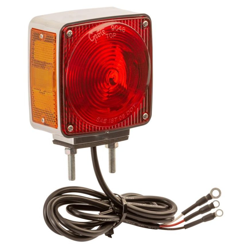 GROTE LIGHTING 55340 Two-Stud Chrome Light with Pigtail, Red/Amber