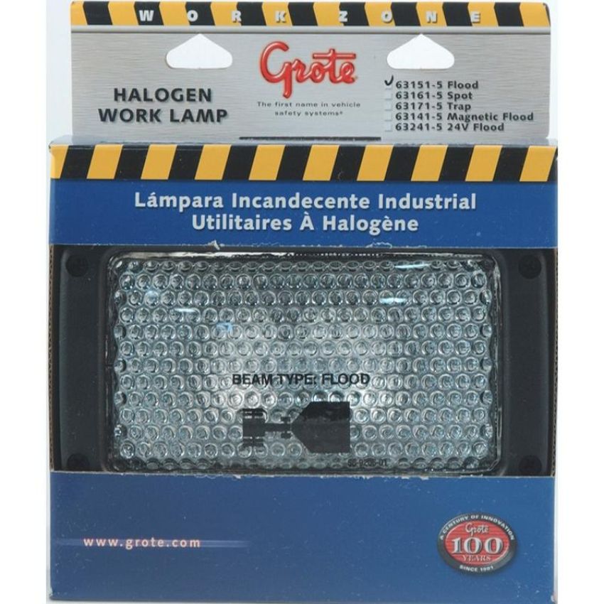 GROTE LIGHTING 63151-5 CLR,FLOOD,RECT HALOGEN WORK, RETAIL PK
