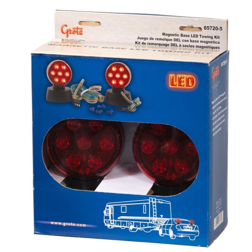 GROTE LIGHTING 65720-5 Towing Kits, Magnetic LED Towing Kit, Red