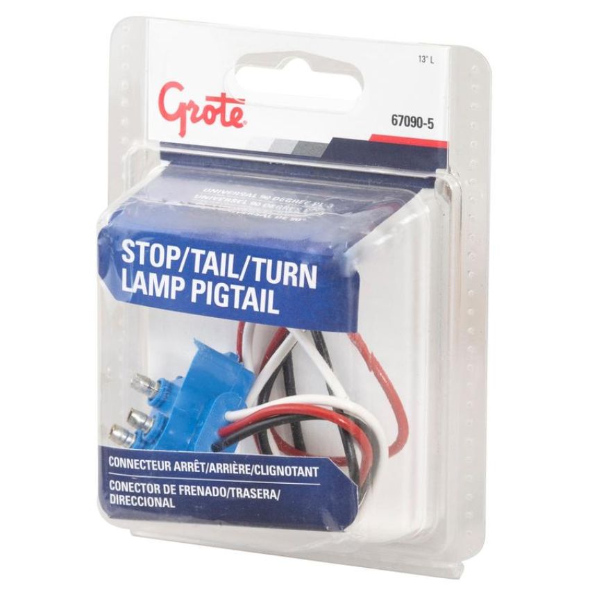 GROTE LIGHTING 67090-5 PIGTAIL,ECONO,3 WIRE,90 DEG, RETAIL PACK