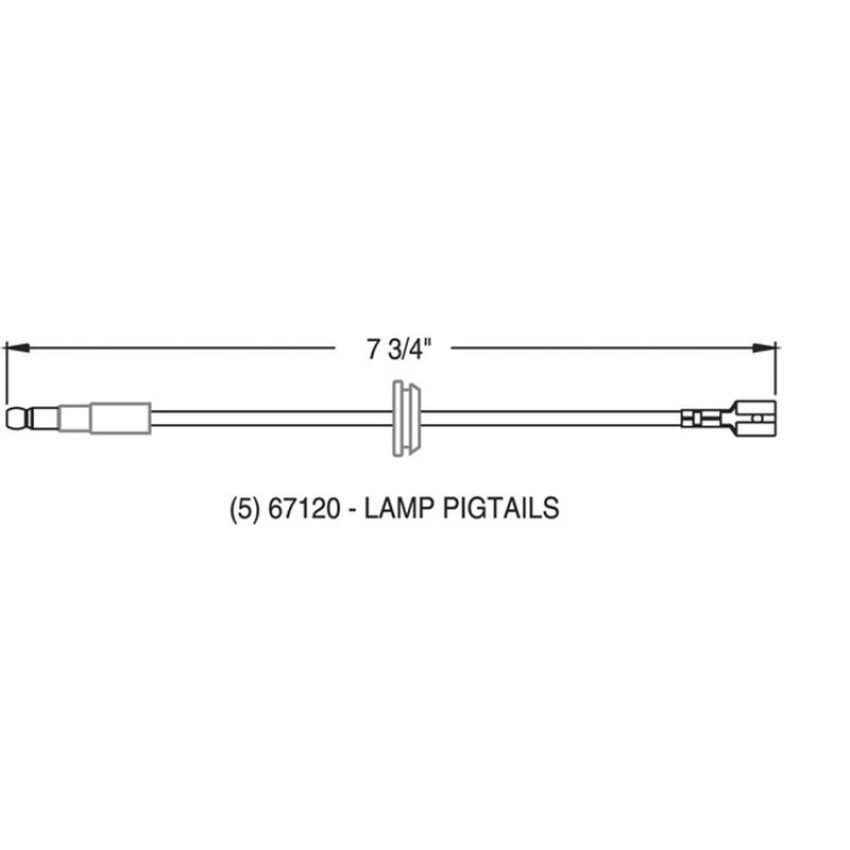 GROTE LIGHTING 67120 Marker Light Pigtail, fits all Grote 2-Bulb Marker Lamps with flag terminals