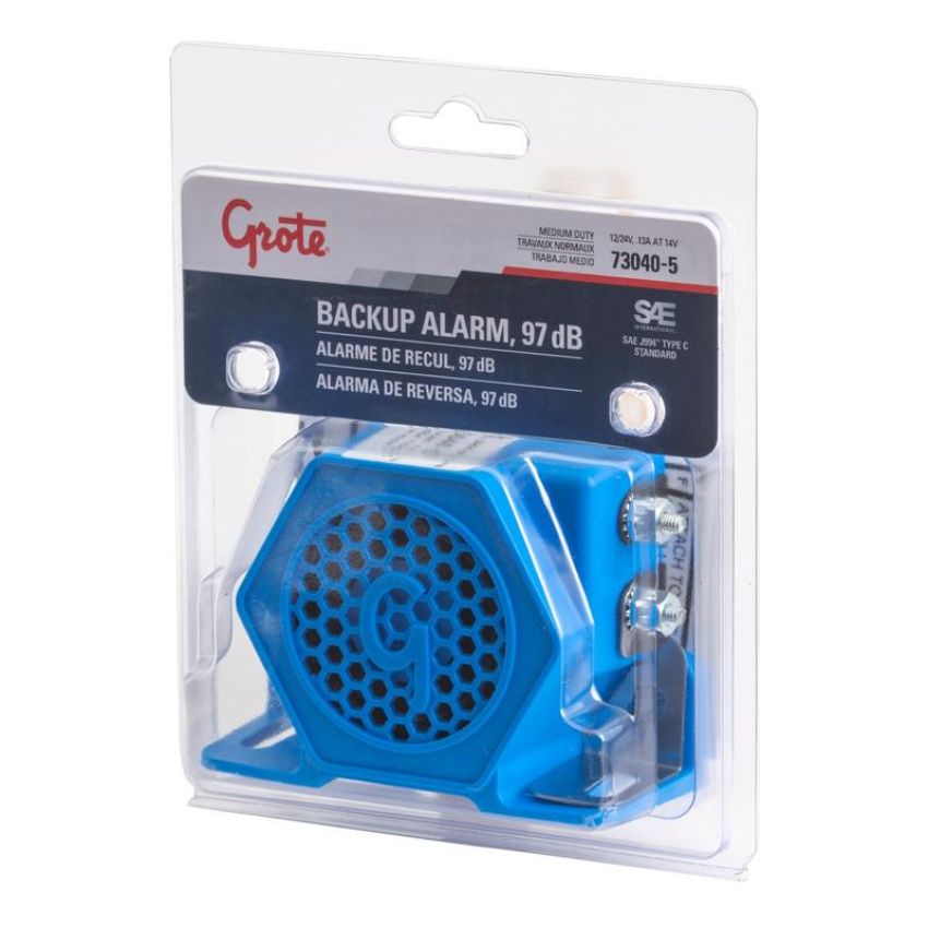 GROTE LIGHTING 73040-5 Standard Tone Backup Alarm, Medium Duty, 97dB, 12V/24V