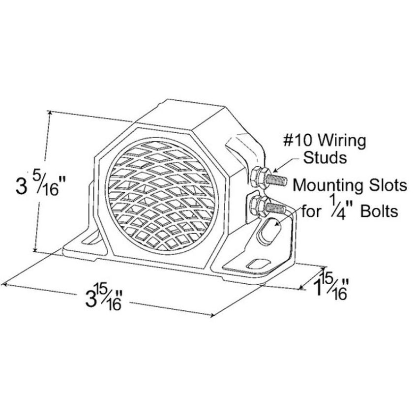 GROTE LIGHTING 73090 Standard Tone Backup Alarm, Medium Duty, 107dB, 12V/24V