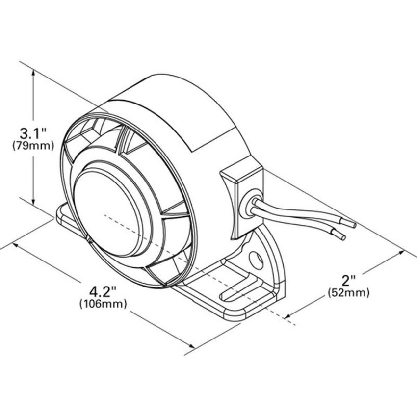 GROTE LIGHTING 73250 Standard Tone Backup Alarm, Reverse Mounted Speaker, 107dB, 12V/24V