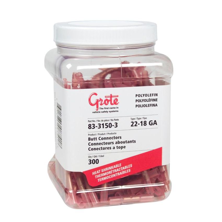 GROTE LIGHTING 83-3150-3 Heat Shrinkable Butt Connectors - Polyolefin, 22 - 18 Gauge