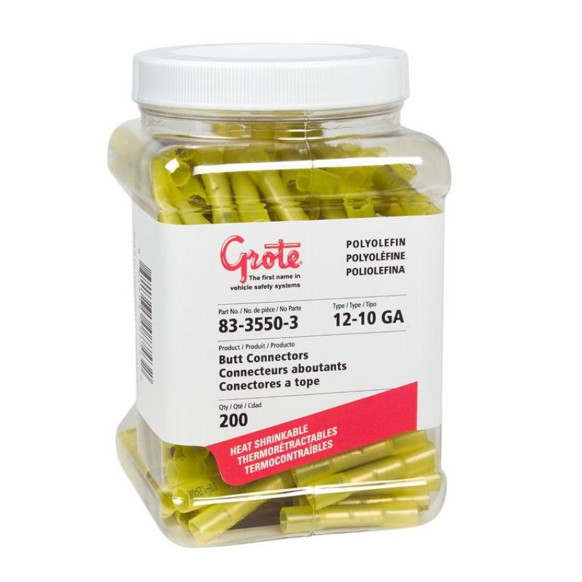 GROTE LIGHTING 83-3550-3 Heat Shrinkable Butt Connectors - Polyolefin, 12 - 10 Gauge