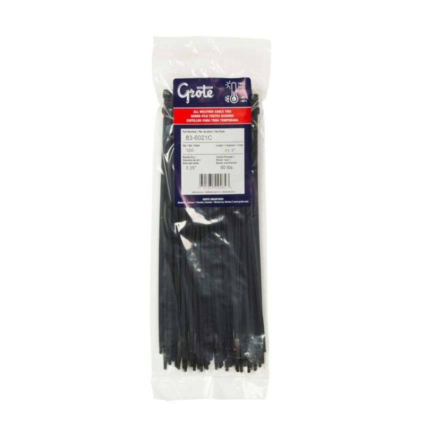 GROTE LIGHTING 83-6021C Nylon Cable Ties, All Weather, 11.1