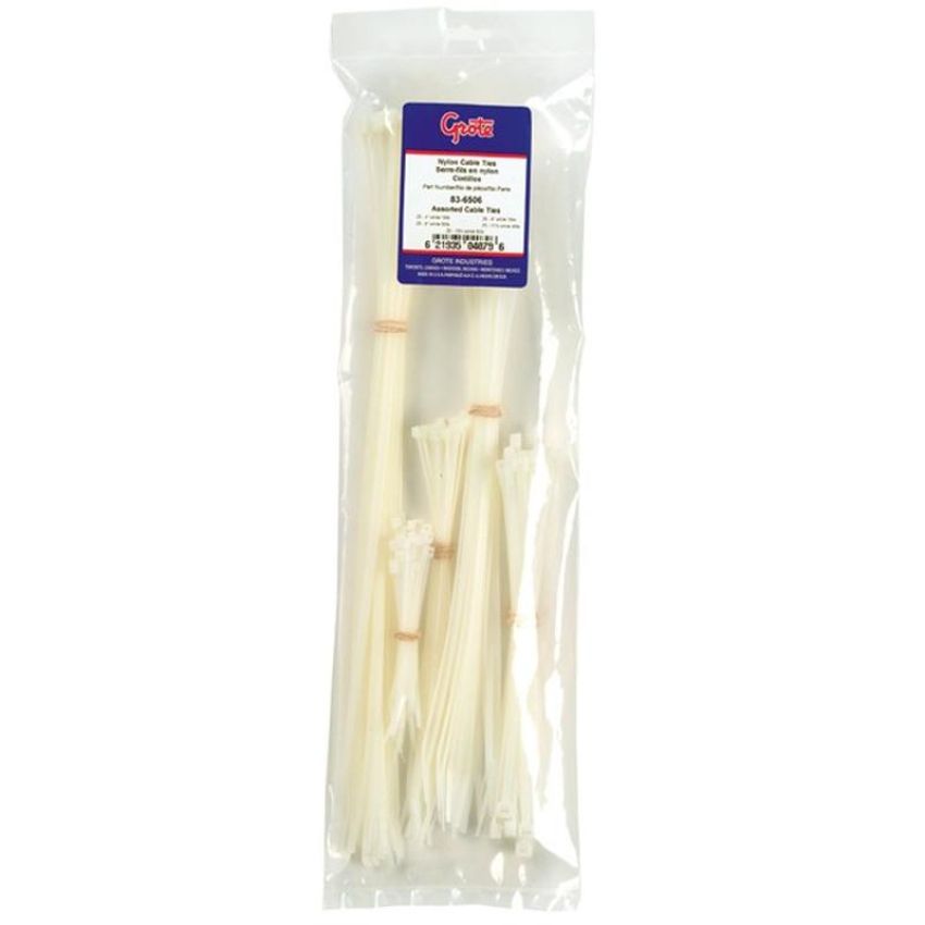 GROTE LIGHTING 83-6506 Nylon Cable Ties, Cable Tie Assortment, White