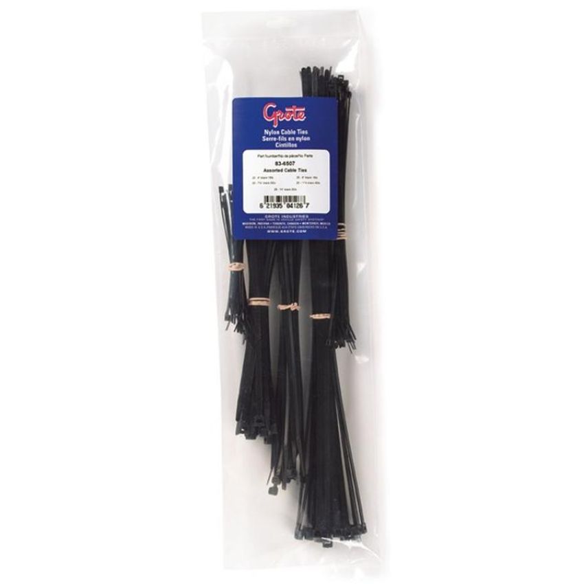 GROTE LIGHTING 83-6507 Nylon Cable Ties, Cable Tie Assortment, Black