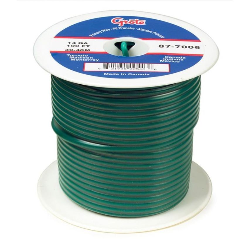 GROTE LIGHTING 87-5006 (GPT) General Purpose Thermo Plastic Wire, Length 100' Green