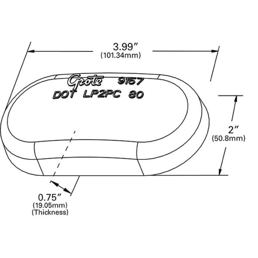 GROTE LIGHTING 91572 Clearance Marker Replacement Lenses, Two-Bulb Oval Lens, Red