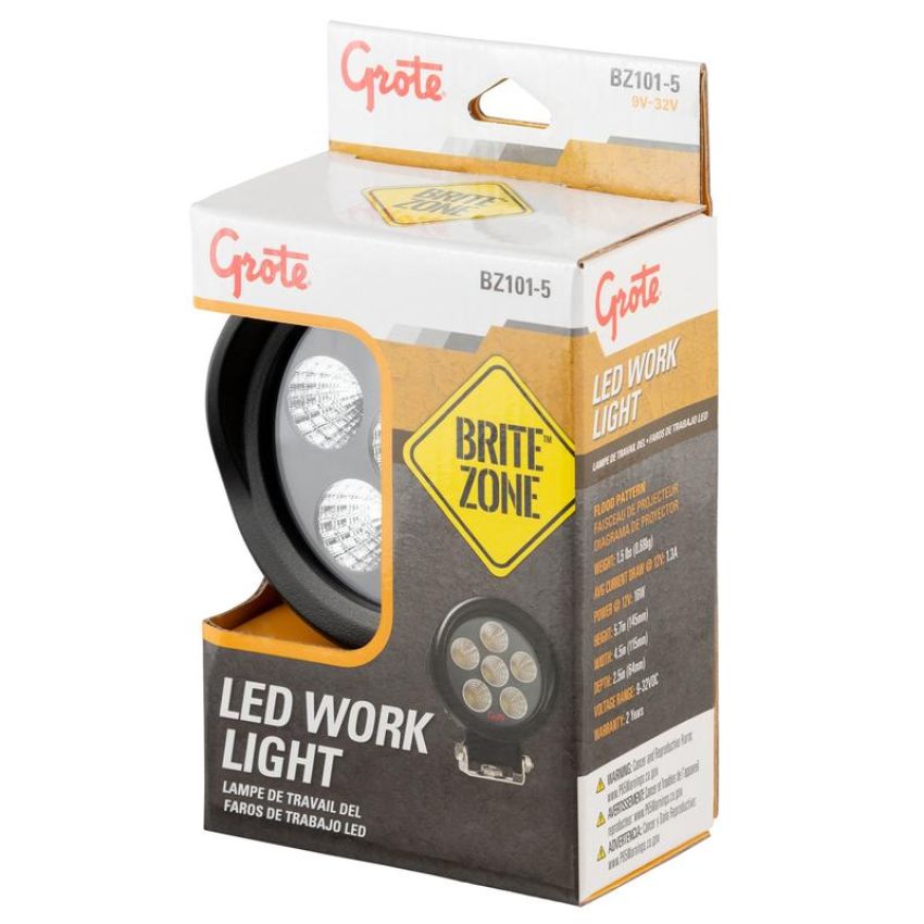 GROTE LIGHTING BZ101-5 BriteZone® LED Work Light, 1600 Raw Lumens, Round