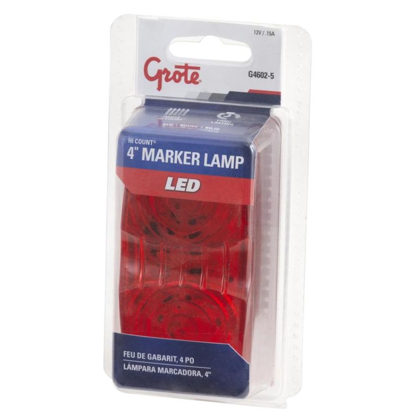 GROTE LIGHTING G4602-5 CABMKR,RED,HICNT™LED,SQ CRNR,SCALP LENS
