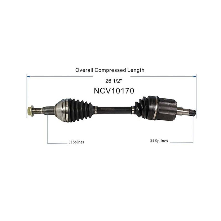 GSP NCV10170 Buick, Chevrolet, Pontiac (2.2, 3.1) CV Axle Assembly  - Front Right