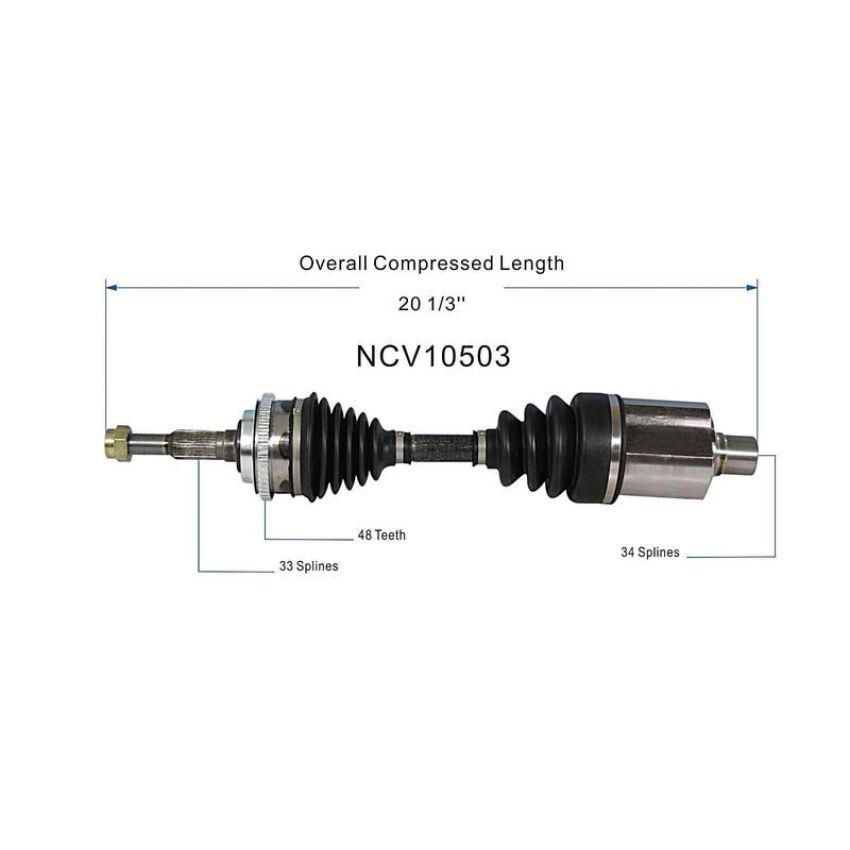 GSP NCV10503 Buick, Oldsmobile, Pontiac (2.3, 2.5, 3.1, 3.3) CV Axle Assembly  - Front Left