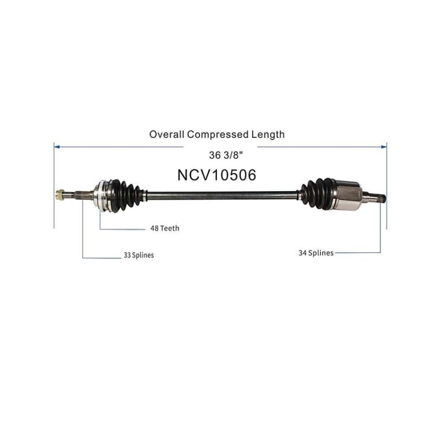 GSP NCV10506 Chevrolet, Pontiac (2.0, 2.2) CV Axle Assembly  - Front Right