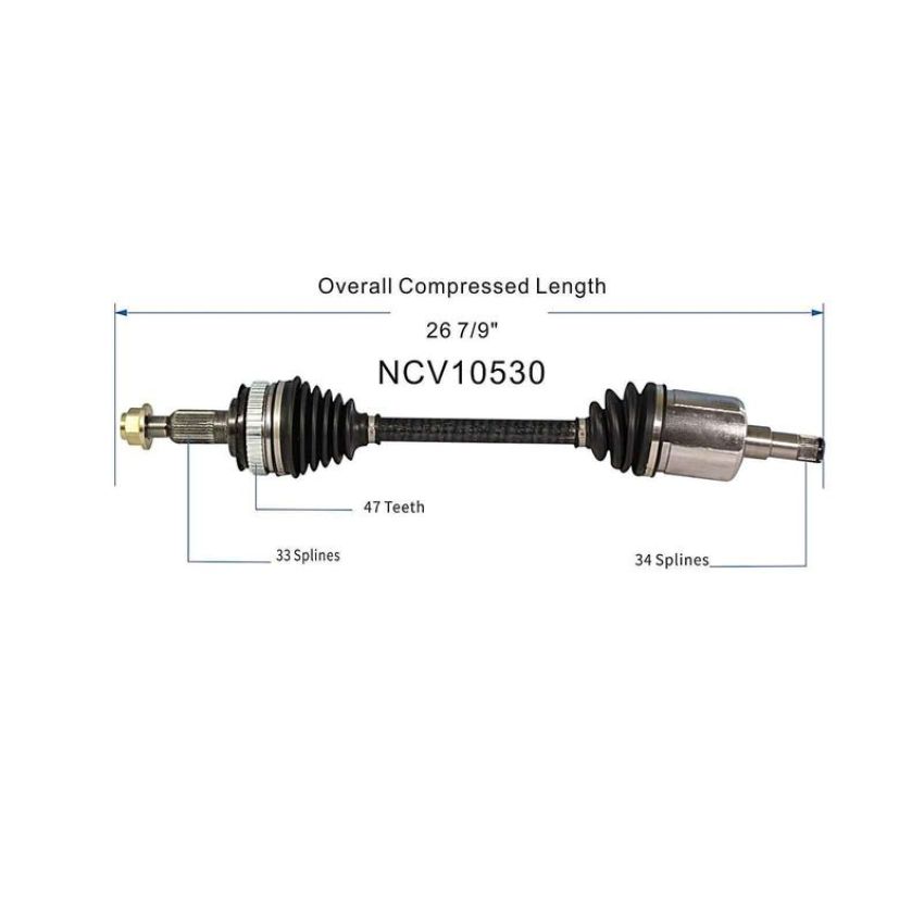 GSP NCV10530 Buick, Cadillac, Oldsmobile CV Axle Assembly  - Front Right