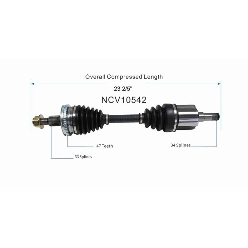 GSP NCV10542 Buick, Chevrolet, Pontiac CV Axle Assembly  - Front Right