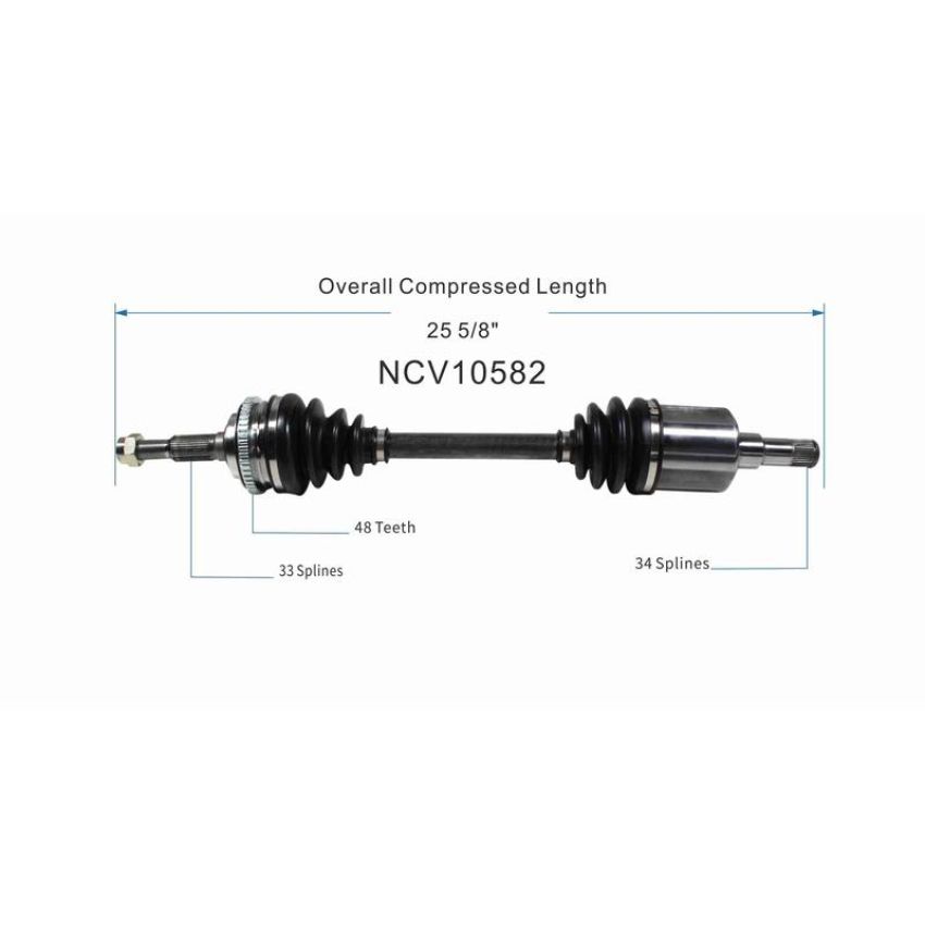 GSP NCV10582 Chevrolet, Pontiac (2.2, 2.3, 2.4) CV Axle Assembly  - Front Right