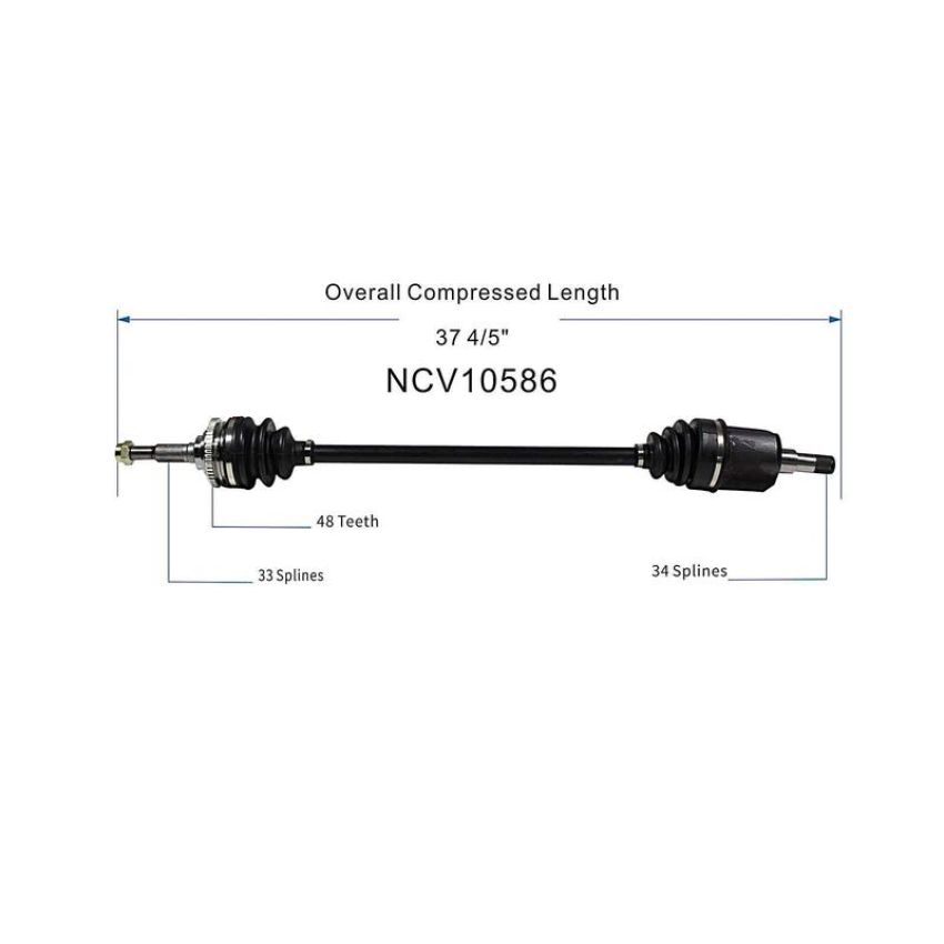 GSP NCV10586 Chevrolet, Pontiac (2.2, 2.3, 2.4) CV Axle Assembly  - Front Right