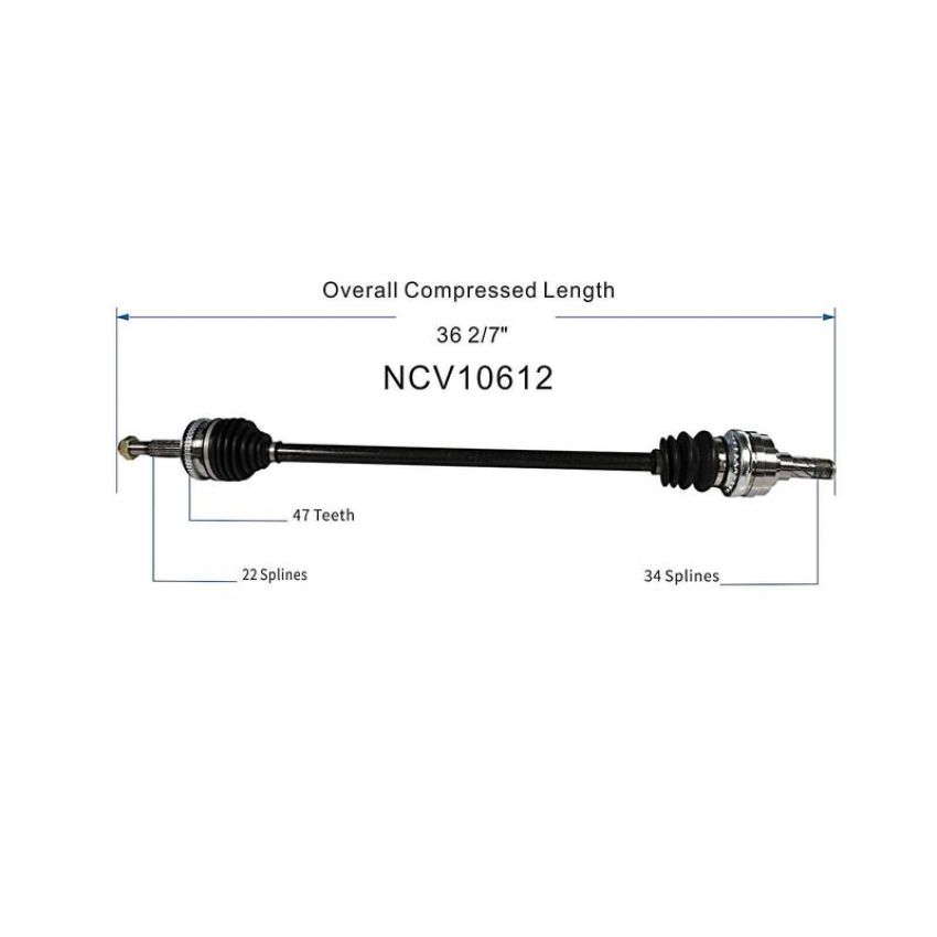 GSP NCV10612 Chevrolet, Pontiac CV Axle Assembly  - Front Right