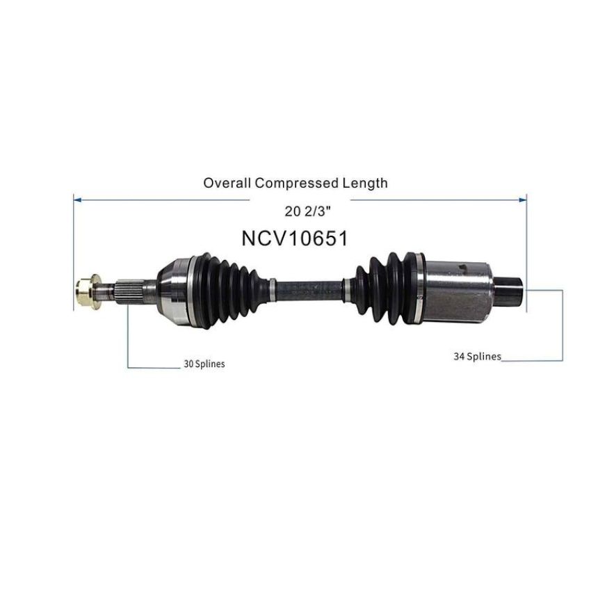 GSP NCV10651 Chevrolet, Pontiac, Saturn (2.4) CV Axle Assembly  - Front Right