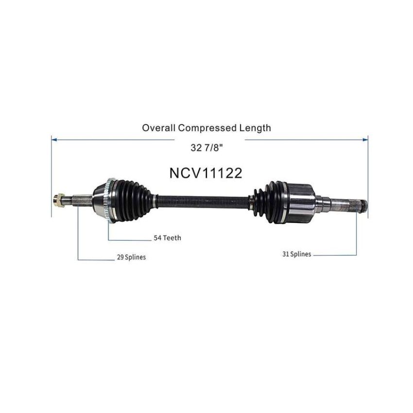 GSP NCV11122 Ford, Lincoln, Mercury CV Axle Assembly  - Rear Right