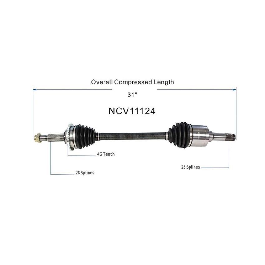 GSP NCV11124 Ford, Lincoln CV Axle Assembly  - Rear Left