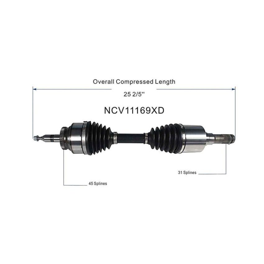 GSP NCV11169XD Ford, Lincoln (2.7, 3.0, 3.3, 3.5, 5.0) CV Axle Assembly  - Front Left