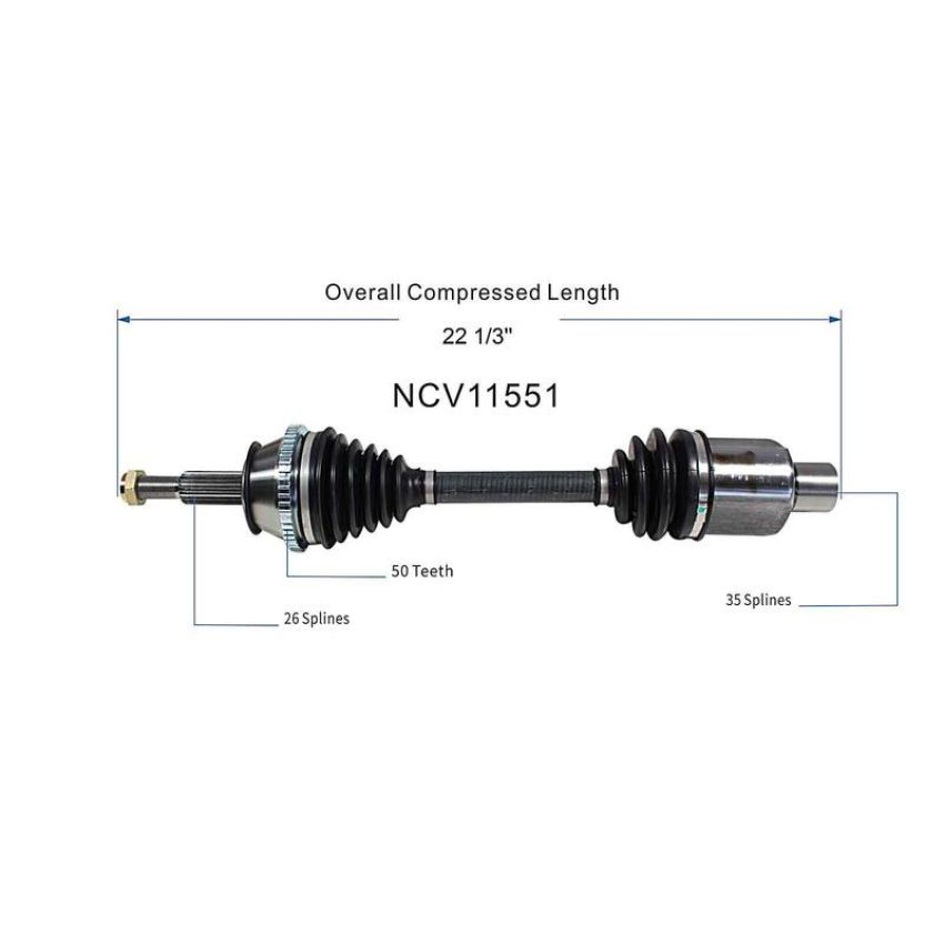 GSP NCV11551 95-02 Lincoln Continental Spinnaker Edition CV Axle Assembly  - Front Left