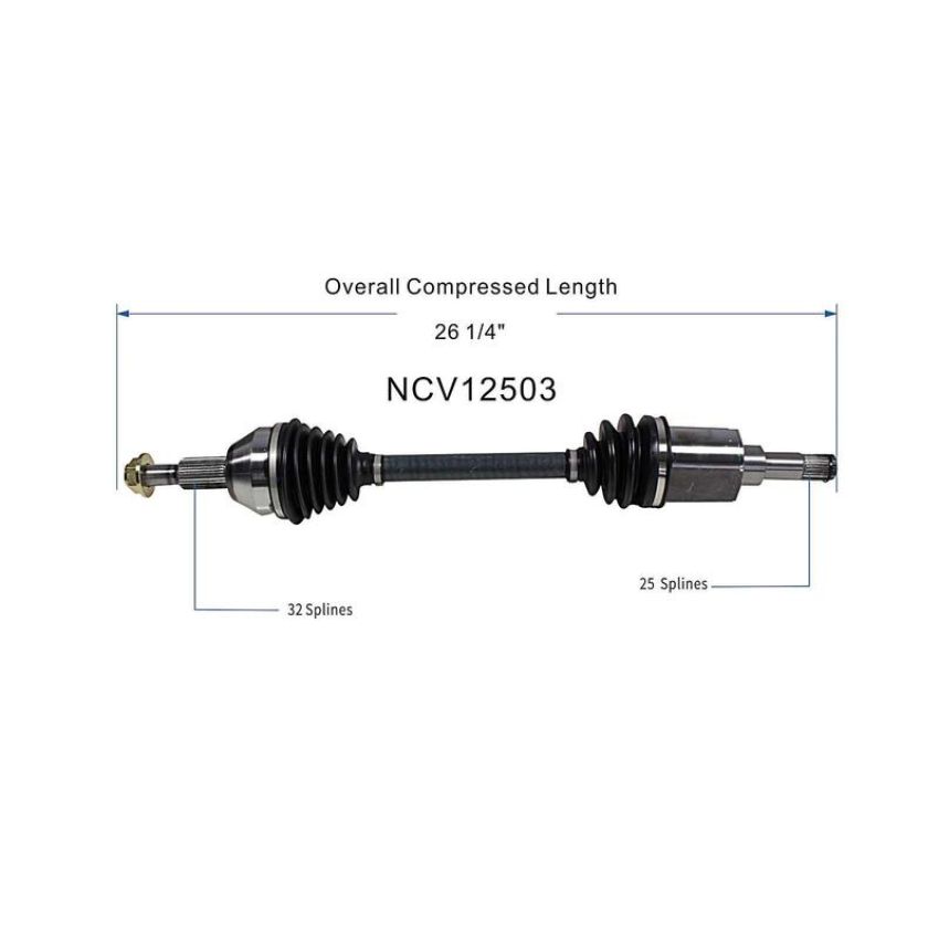 GSP NCV12503 Chrysler, Dodge (3.3) CV Axle Assembly  - Front Left
