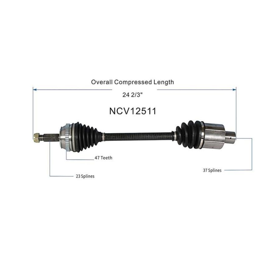 GSP NCV12511 Dodge, Eagle CV Axle Assembly  - Front Left