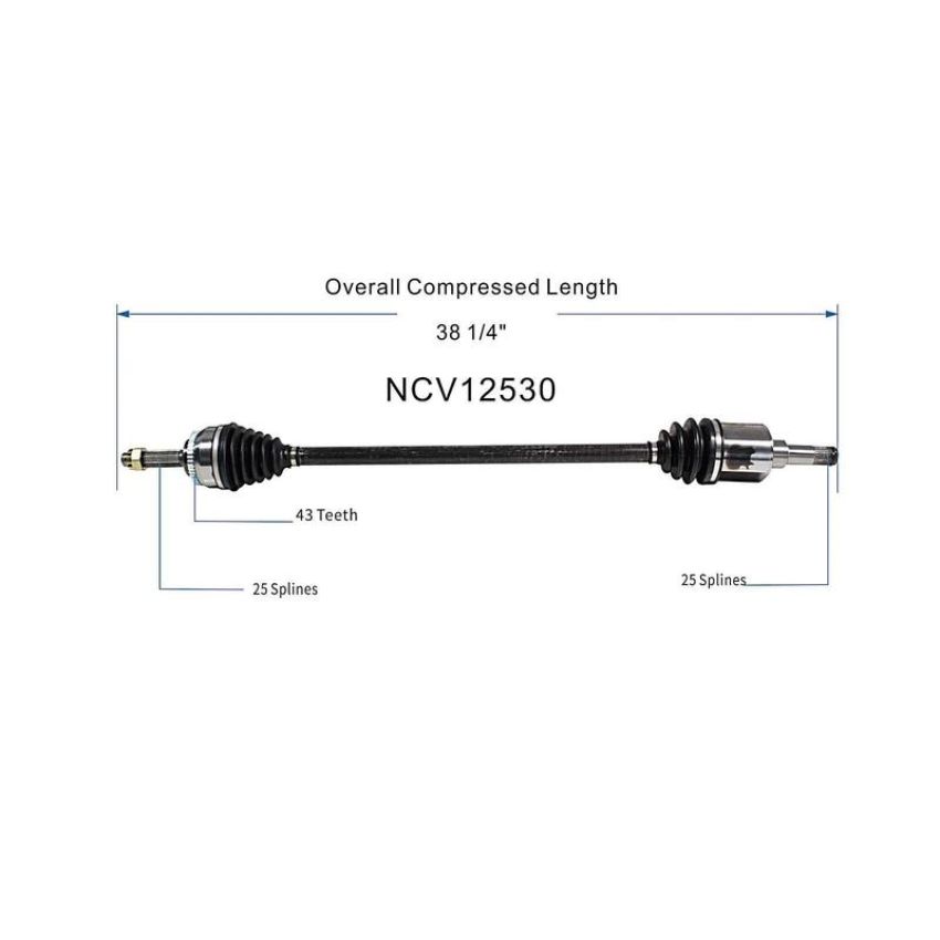 GSP NCV12530 Chrysler, Dodge, Eagle, Mitsubishi... (2.0) CV Axle Assembly  - Front Right