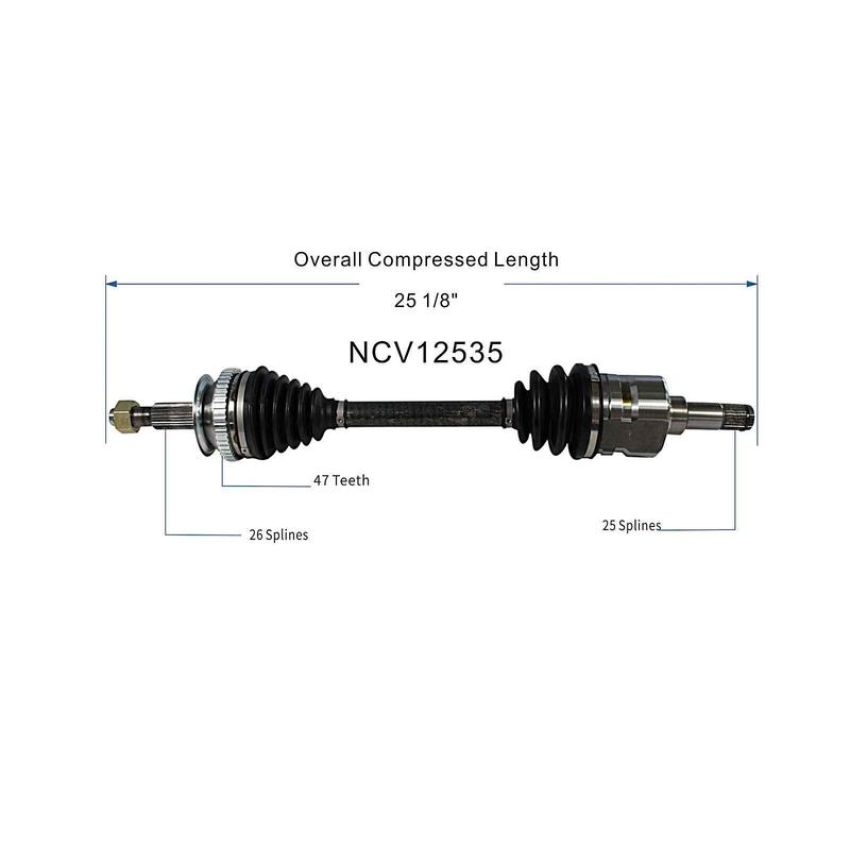 GSP NCV12535 Chrysler, Dodge, Plymouth (3.0, 3.3) CV Axle Assembly  - Front Left