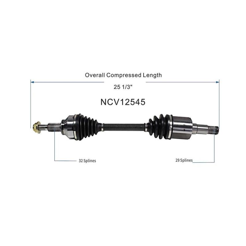 GSP NCV12545 Chrysler, Dodge (2.4, 3.5, 3.6) CV Axle Assembly  - Front Left